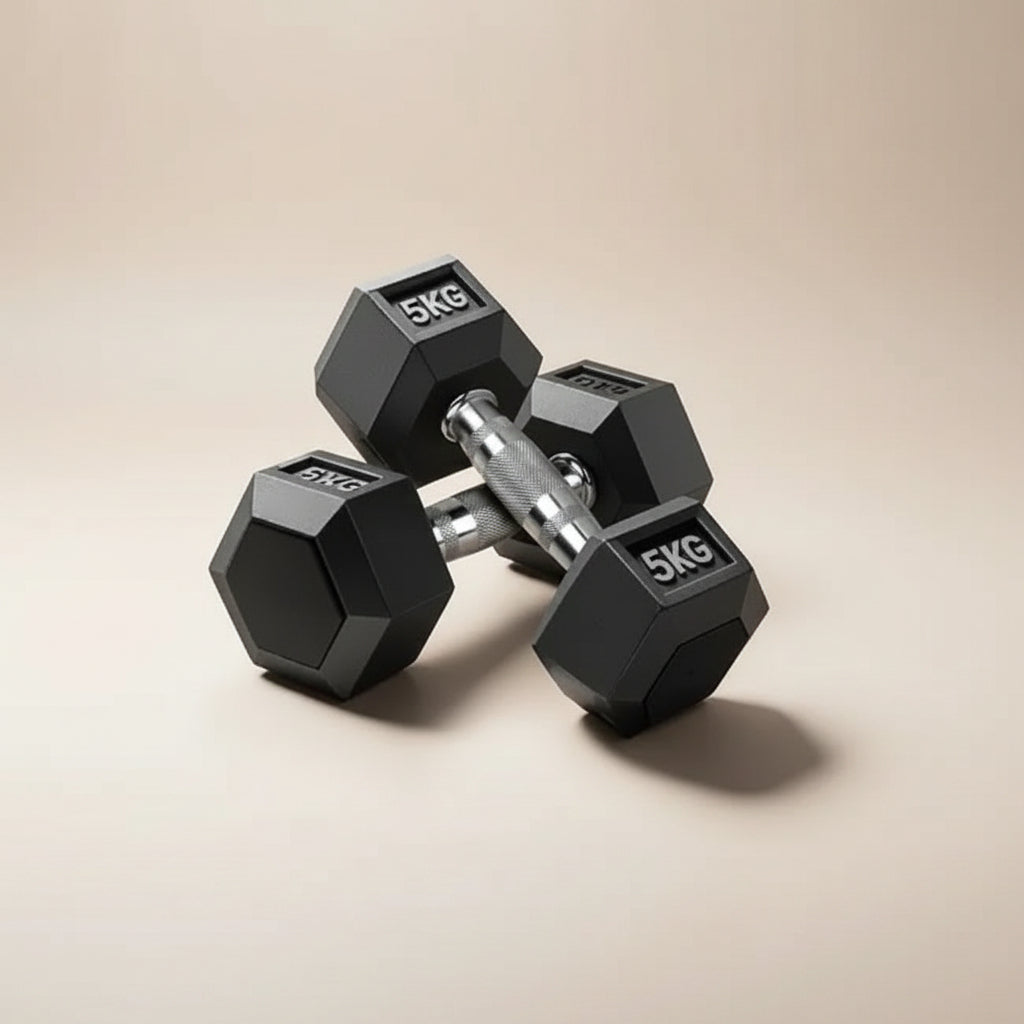 5Kg Hex Dumbbells For Home & Gym Exercises, Set of 2, (Black)